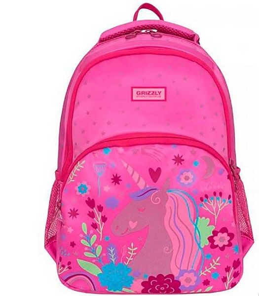Рюкзак школьный GRIZZLY RG-966-1, 27*40*20см, розовый