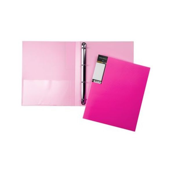 Папка на 4-х кольцах, DIAMOND NEON, 25мм, 700мкм, розовая 02033