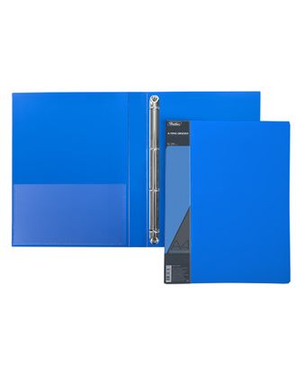 Папка на 4-х кольцах, STANDARD, 25мм, 700мкм, Синяя 4AB4_00109