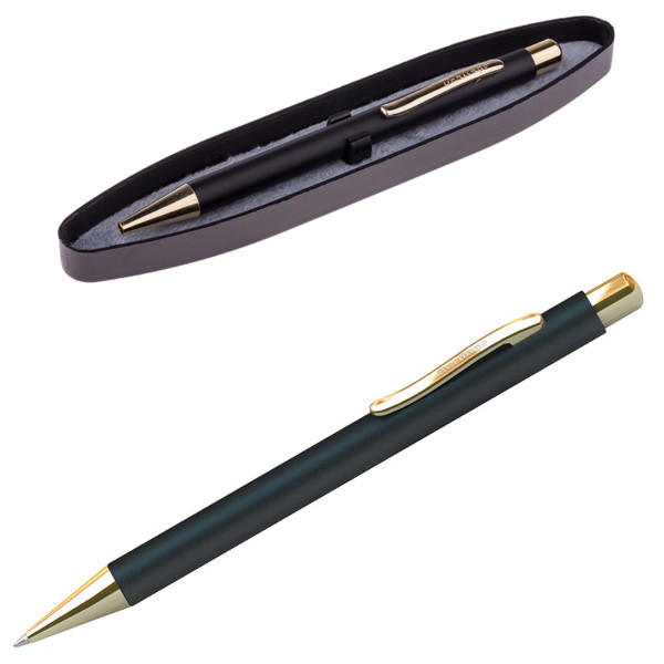 Ручка Berlingo шарик. Автомат GOLDEN Standard CPs_72801 корпус черн/зол, 0,7, синяя, в футляре