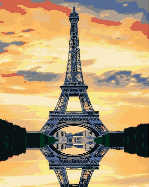 Картина по номерам 40*50см Эйфелева башня на закате HS0001