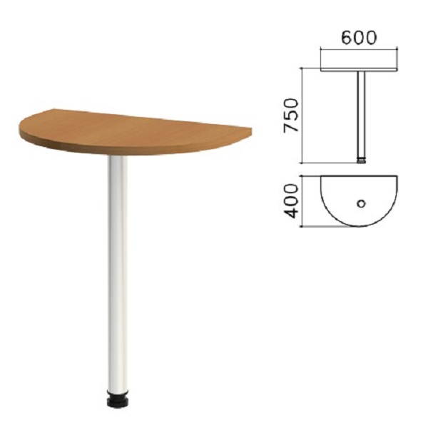 Стол приставной полукруг 604*402*756 мм, орех, Монолит КМ57.3