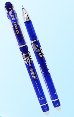 Ручка гелевая Пиши-стирай GP-3176 резин.грип, игольчатый наконечник0,38 мм синяя