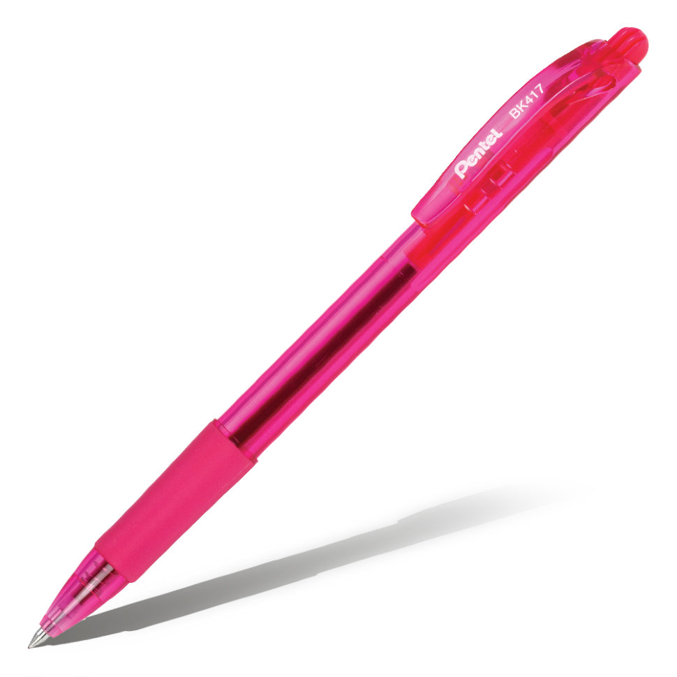 Ручка шариковая автоматическая  Pentel BK417-P рез. грип, розовая, 0,7мм ВЫВОД