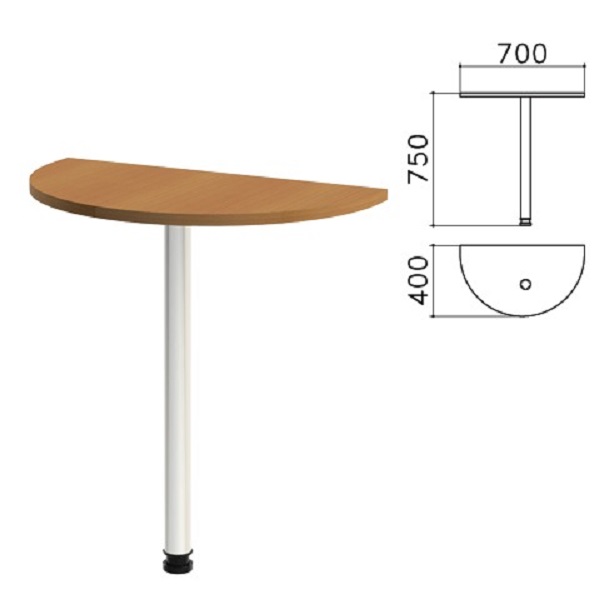 Стол приставной полукруг 704*402*756 мм, орех, Монолит КМ31.3