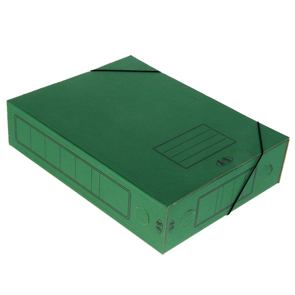 Папка архивная МГК с резинкой, 75мм, зеленая