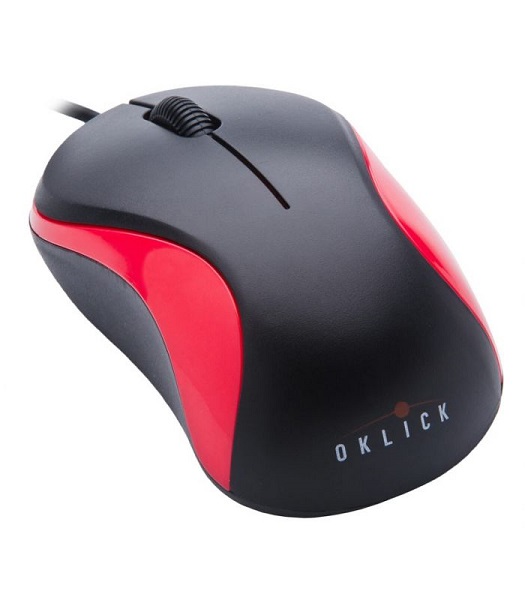 Мышь Oklick 115S черный/красный оптическая USB (1000dpi) (2but) для ноутбука