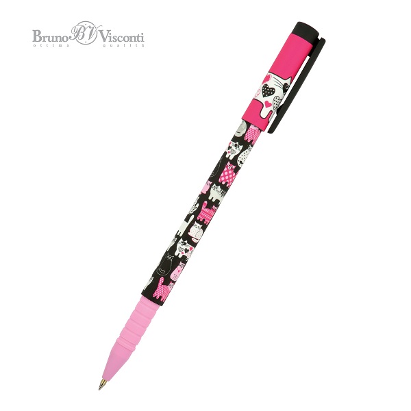 Ручка шарик. BrunoVisconti FunWrite. Розовые котята-2 0,5мм, синяя 20-0212/36