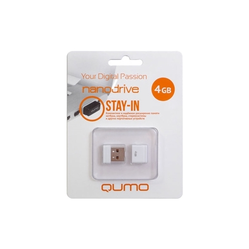 Флэш-драйв 4ГБ QUMO USB 2.0 Nano White корп. белый