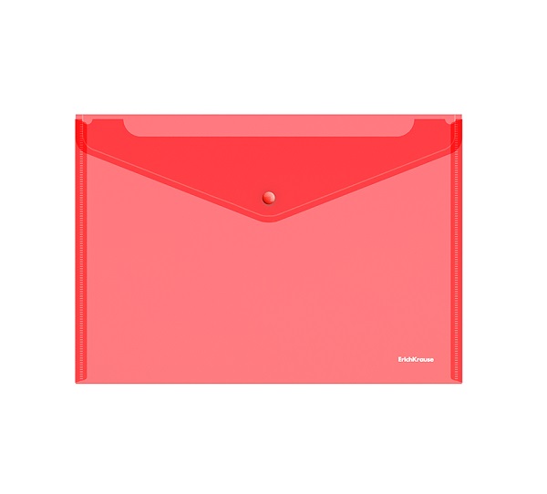 Папка-конверт на кнопке А4 Classic 180мкм EK 47048 полупрозрачн. красная