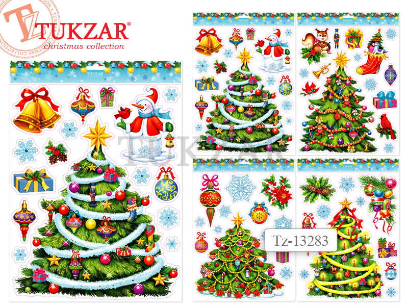 Наклейки - Новогодние Елочка 30х42 см асс. TZ 13283