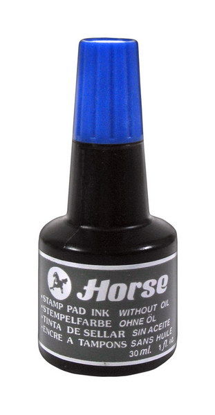Штемпельная краска Horse синяя 30мл. (водная основа)