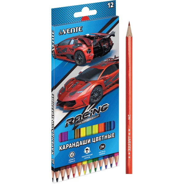 ььКарандаши цветные 12 шт. deVENTE. Racing 5022005