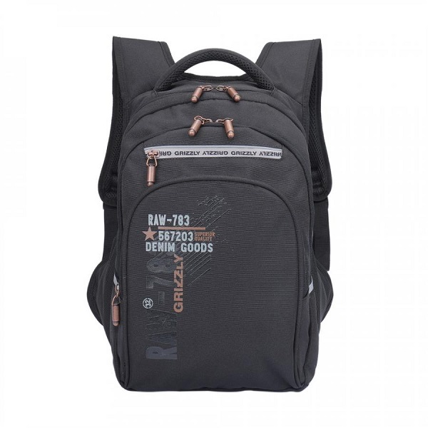 Рюкзак школьный GRIZZLY RB-050-1, 26*39*20см, черный