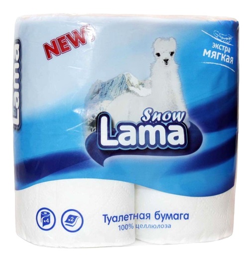 Туалетная бумага 4 рул. 2-х слойная Snow Lama, белая
