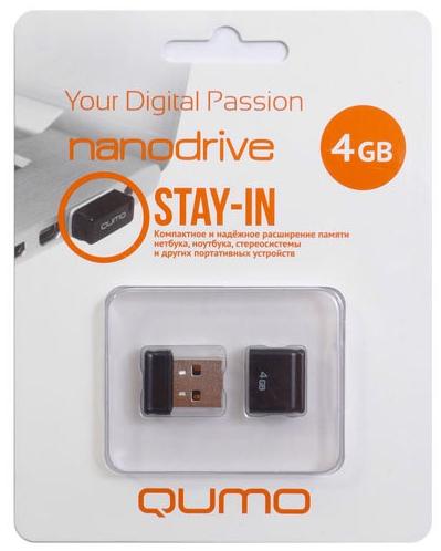 Флэш-драйв 4ГБ QUMO USB 2.0 Nano Black корп. черный