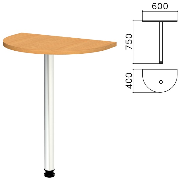 Стол приставной полукруг 604*402*756 мм, бук, Монолит КМ57.1
