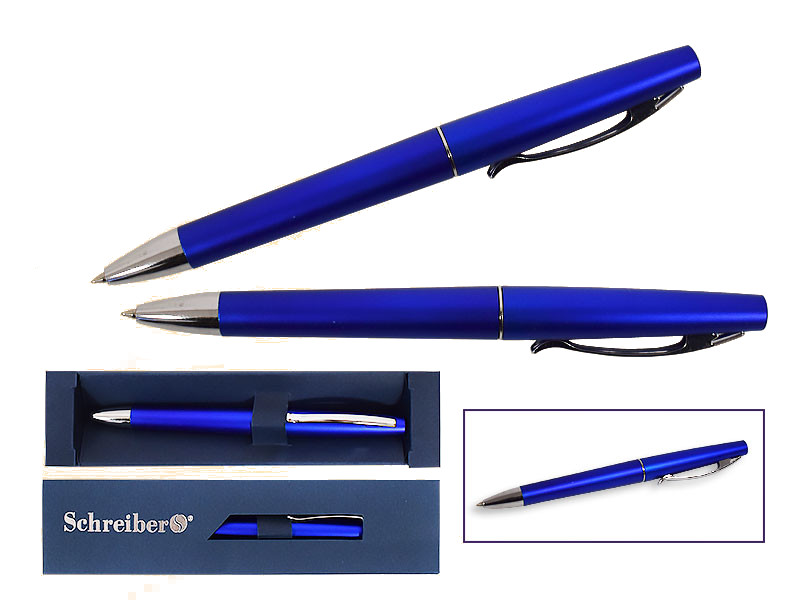 Ручка шариковая автомат. S 3519 синий корпус, синяя, в футляре