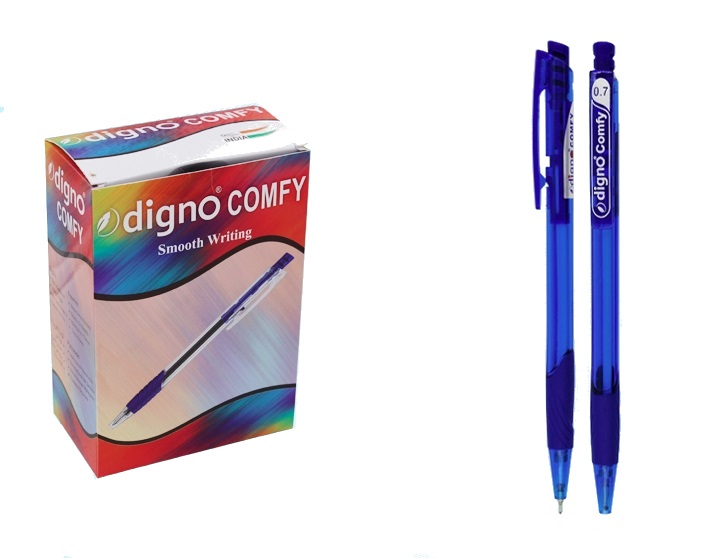 Ручка шариковая автомат. DIGNO COMFY DG-10114 рез. грипп, масл.основа., синяя