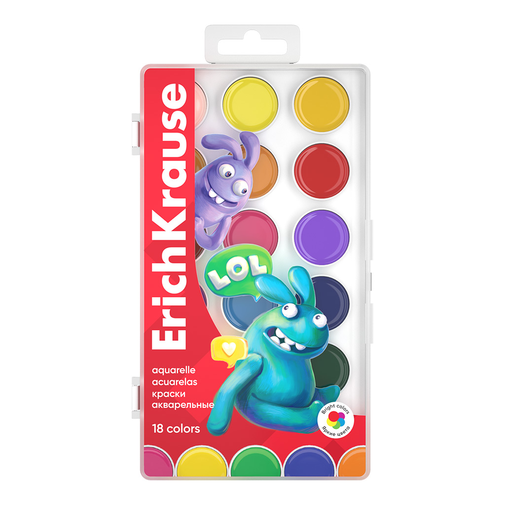 Краски акв. 18 цв. ErichKrause Jolly Friends 61367