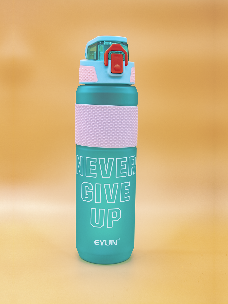 Бутылка 1000 мл Never give up, пластик, с резиновой вставкой, ассорти YY 158
