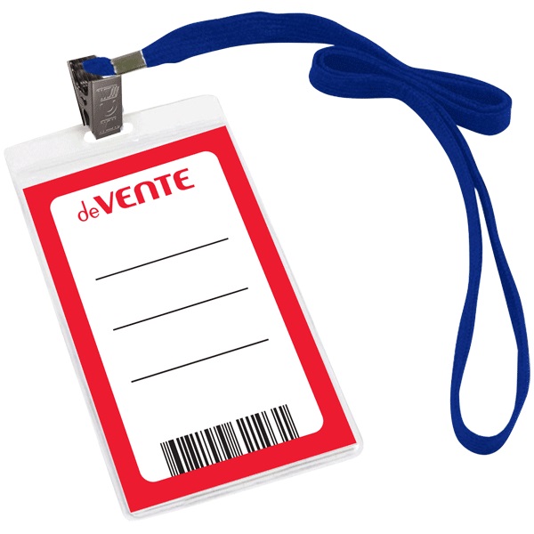 Бейдж deVENTE 63*105мм вертикальный, ПВХ на ленте с клипом 4010902(набор 30шт)