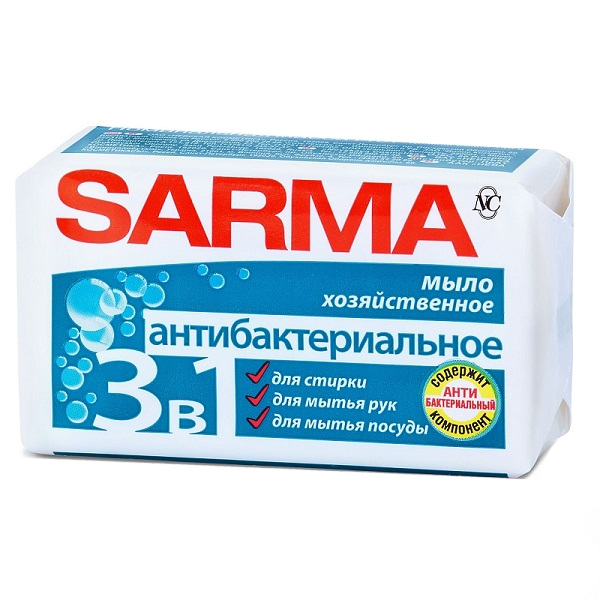 Мыло хозяйственное 140гр Сарма с антибактер.эффектом