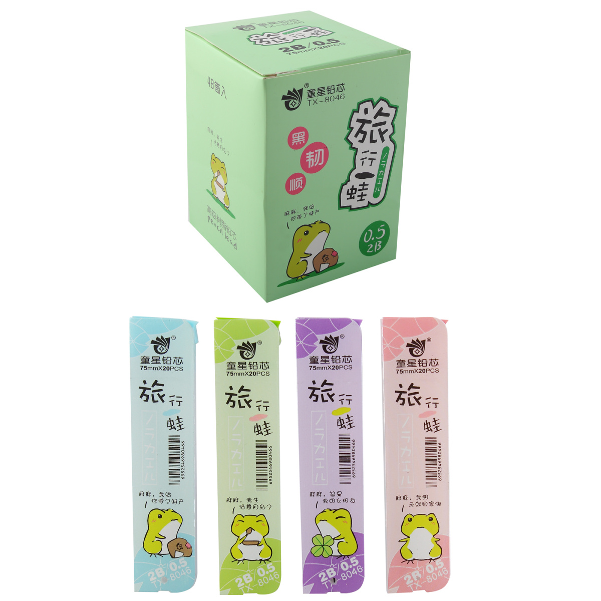 Грифели 0,5 КОКОС 2В 20шт. Frog TONGXING STATIONERY 252455 ассорти