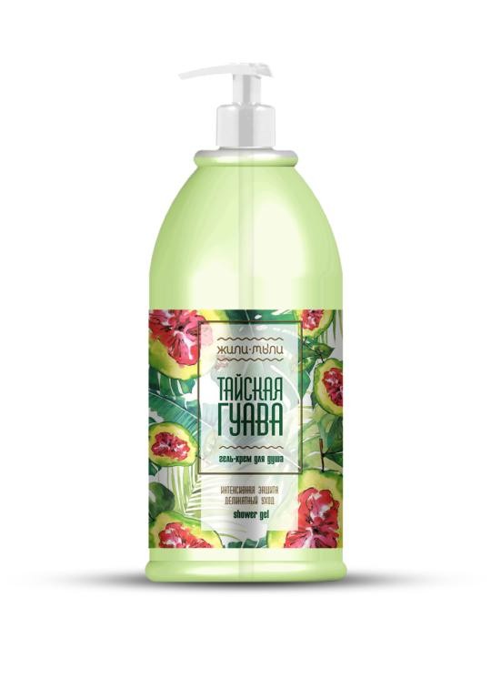 Гель-крем для душа Жили-Мыли. Тайская Гуава, 1л, с дозатором