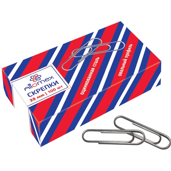 Скрепки 28 мм/100 шт 4135601/4135704/С28-100Ц оцинкованные