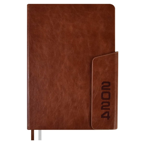 Ежедневник А-5 датир. 2024г. ESCALADA ЧЕСТЕР, кожзам, клапан, коричневый, 63765