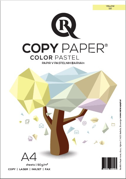 Бумага Rcopy А4 80гр пастель желтый 20л
