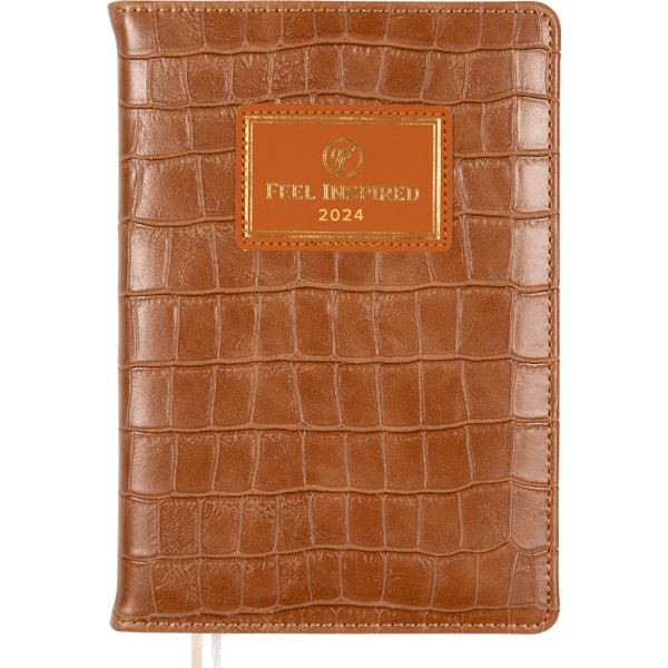 Ежедневник А-5 датир. 2024 г. deVENTE. Grande, кожзам, аппликация, тисн.фольгой,, в подар.коробке, коричневый 2232431