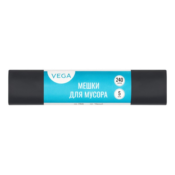 Мешки д/мусора 240л*5 шт 25мкм 90*130см ПВД черные