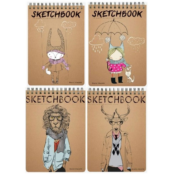 Скетчбук А4 120л. BrunoVisconti крафт 1-552/02 спираль, ассорти