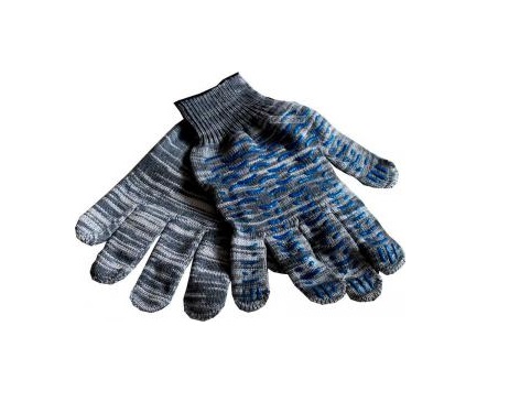 Перчатки х/б с точ.покр.ПВХ 7 нитей, черные/пестрые