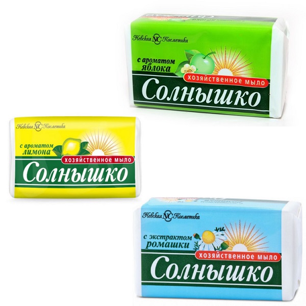 Мыло хозяйственное 72% 140гр Солнышко, ассорти