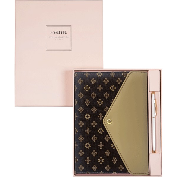 Набор подарочный deVENTE. Selena (ежедневник недат. А5, ручка) коричневый с бежевым, 2237416