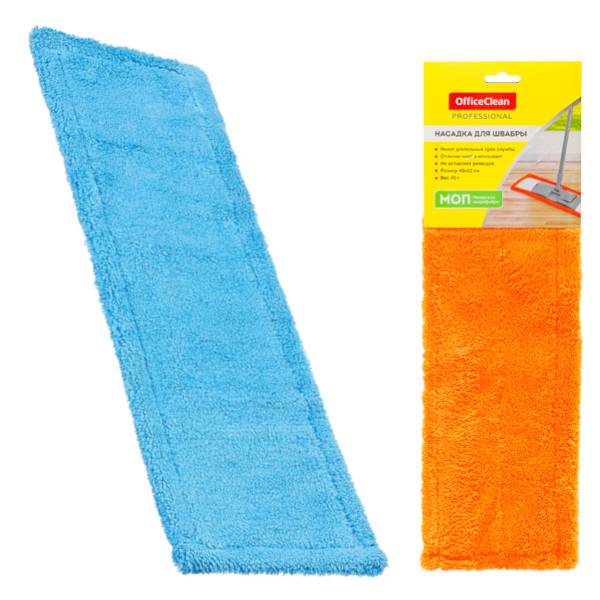 Насадка для плоской швабры, микрофибра 40*10см