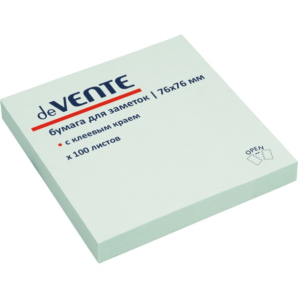 Клейкая бумага для заметок deVENTE 76x76 мм, 100л, голубая 2010328