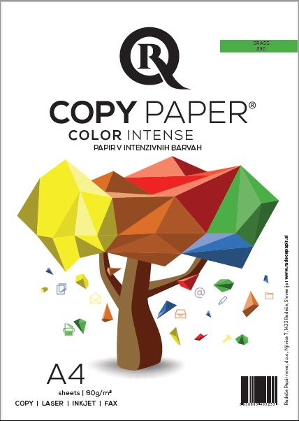 Бумага Rcopy А4 80гр интенсив трава (зеленый) 20л
