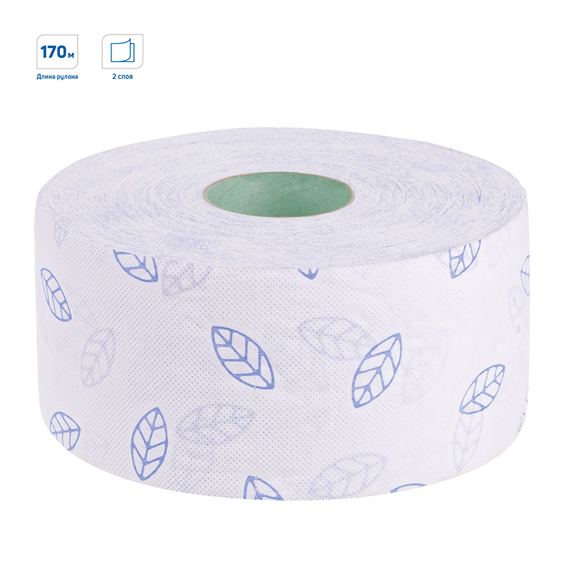 Туалетная бумага 170 м. 2-слойная OfficeClean Premium, мини-рулон, белая, тиснение, на втулке 280266