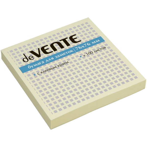 Клейкая бумага для заметок deVENTE 76x76 мм, 100л, желтая 2010325