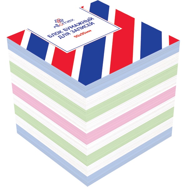 Блок для заметок цветной 9*9*9см Attomex 2012601 белизна 90%, 65 г/м²