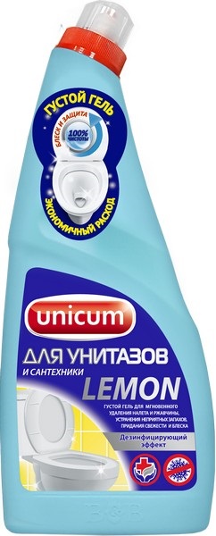 Средство д/туалета  750мл UNICUM лимон, гель