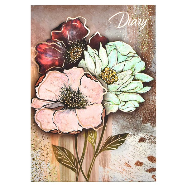 Ежедневник-органайзер А-5 недатир. Феникс DIARY ЦВЕТЫ, тисн.фольгой, ламин.Soft touch вельвет 61464