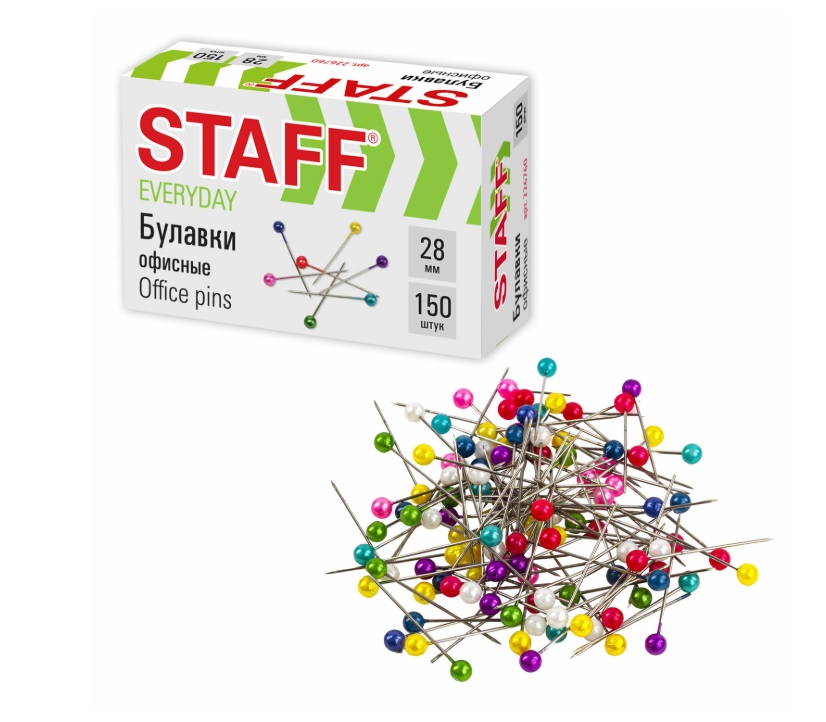 Булавки офисные STAFF  150шт. 28мм 226760