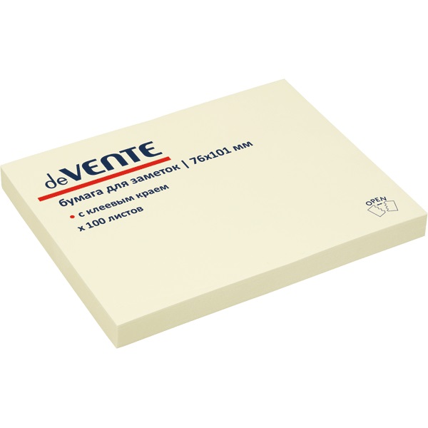 Клейкая бумага для заметок deVENTE 76x101 мм, 100л, желтая 2010317