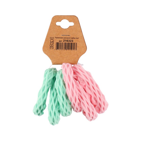 Резинка для волос КОКОС, 6шт, 4см, ассорти 216323