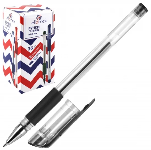 Ручка гелевая "Attomex" d=0,5 проз. корпусом и рез. дер. 5051307 черная